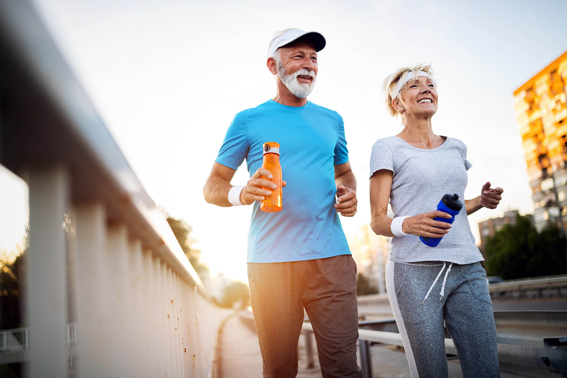 Older couple jogging